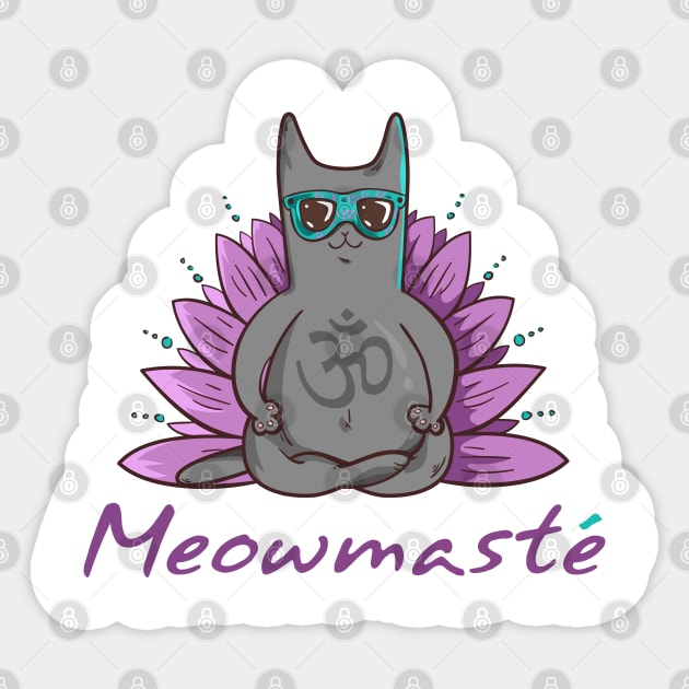 Meowmaste Cat Meditate Sticker by Moon Phase Design